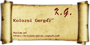 Kolozsi Gergő névjegykártya